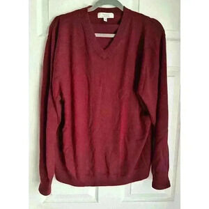 Turnbury Sweater Men's Extra Fine Merino Wool V Neck Long Sleeve Pullover L